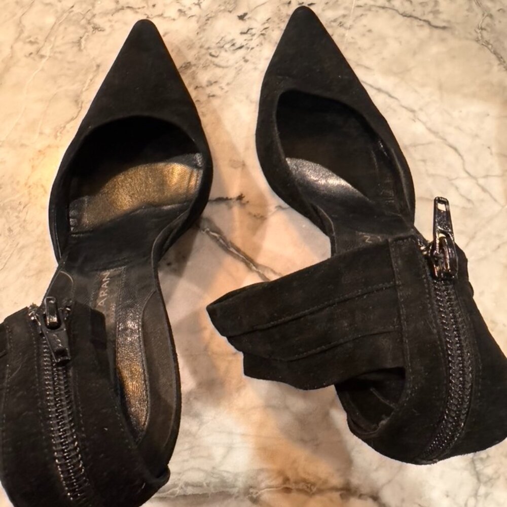 Black suede heels